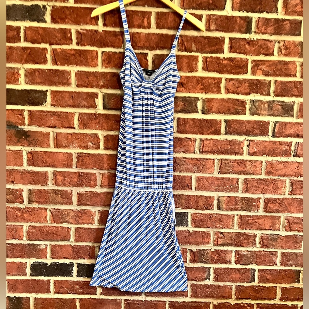 Moda International (VS) size xs royal blue and white striped adjustable dress
